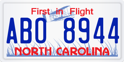 NC license plate ABO8944