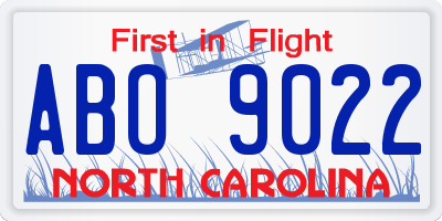 NC license plate ABO9022