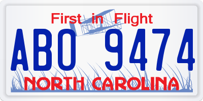 NC license plate ABO9474