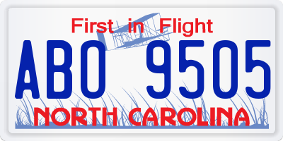 NC license plate ABO9505
