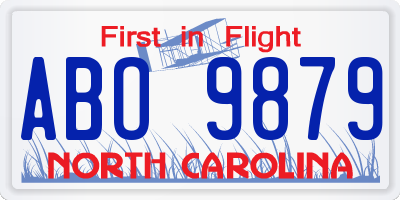NC license plate ABO9879