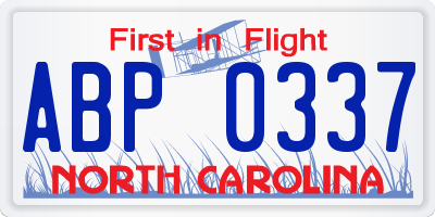 NC license plate ABP0337