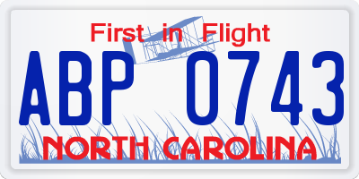 NC license plate ABP0743