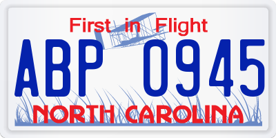 NC license plate ABP0945
