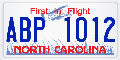 NC license plate ABP1012