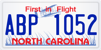 NC license plate ABP1052