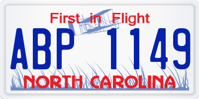 NC license plate ABP1149
