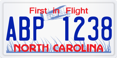 NC license plate ABP1238
