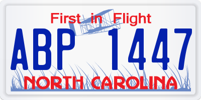 NC license plate ABP1447
