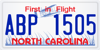 NC license plate ABP1505