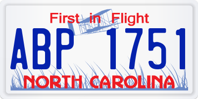 NC license plate ABP1751
