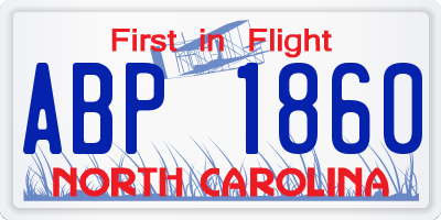 NC license plate ABP1860
