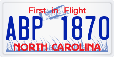 NC license plate ABP1870