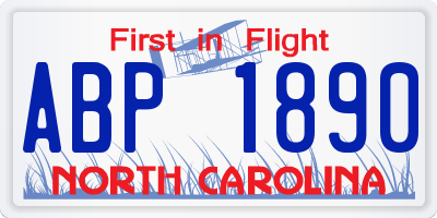 NC license plate ABP1890