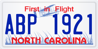 NC license plate ABP1921