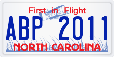 NC license plate ABP2011