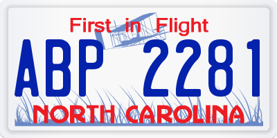 NC license plate ABP2281