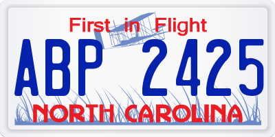 NC license plate ABP2425