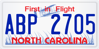 NC license plate ABP2705