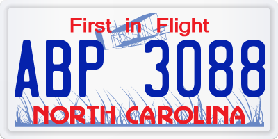 NC license plate ABP3088