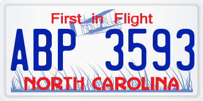 NC license plate ABP3593