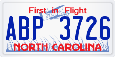 NC license plate ABP3726