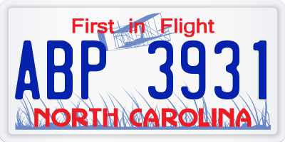 NC license plate ABP3931