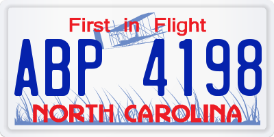 NC license plate ABP4198