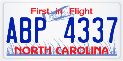 NC license plate ABP4337