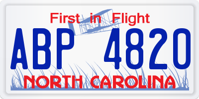 NC license plate ABP4820