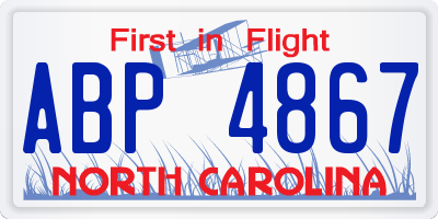 NC license plate ABP4867