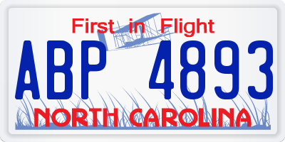 NC license plate ABP4893
