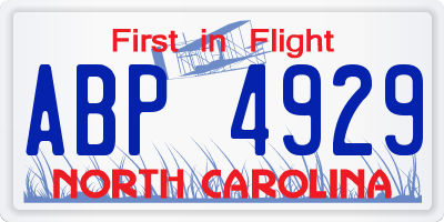 NC license plate ABP4929