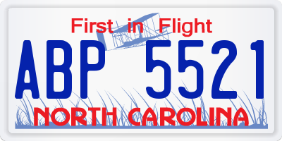 NC license plate ABP5521