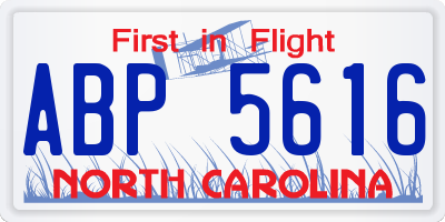 NC license plate ABP5616