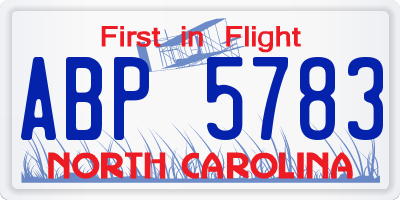 NC license plate ABP5783