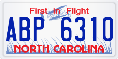 NC license plate ABP6310