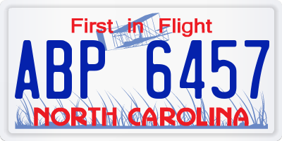 NC license plate ABP6457