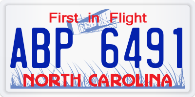 NC license plate ABP6491