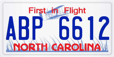 NC license plate ABP6612