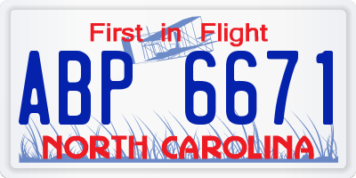 NC license plate ABP6671