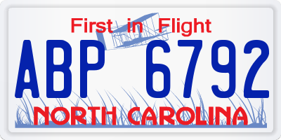 NC license plate ABP6792