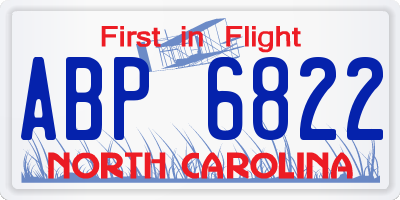 NC license plate ABP6822