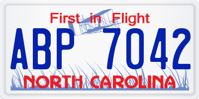 NC license plate ABP7042
