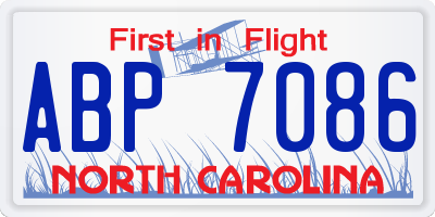 NC license plate ABP7086