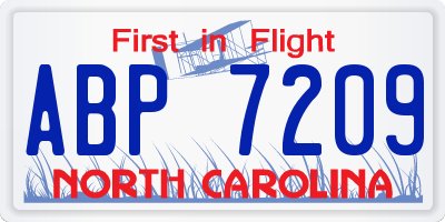 NC license plate ABP7209