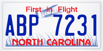 NC license plate ABP7231