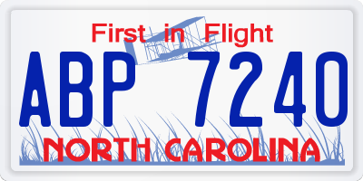 NC license plate ABP7240