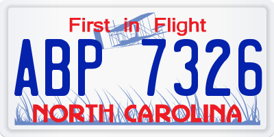 NC license plate ABP7326