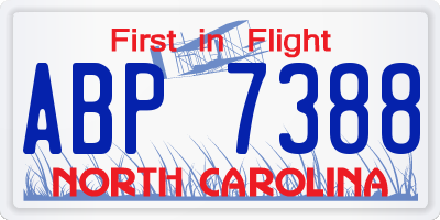 NC license plate ABP7388